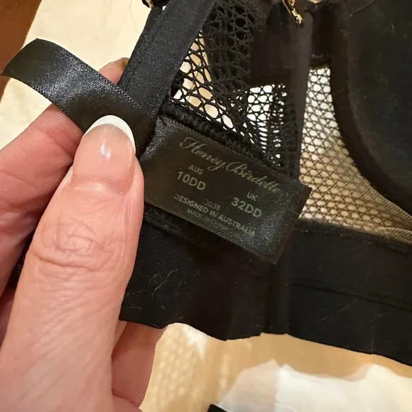 HONEY BIRDETTE Bowie black mesh longline strappy bra - 32DD - Picture 7 of 8